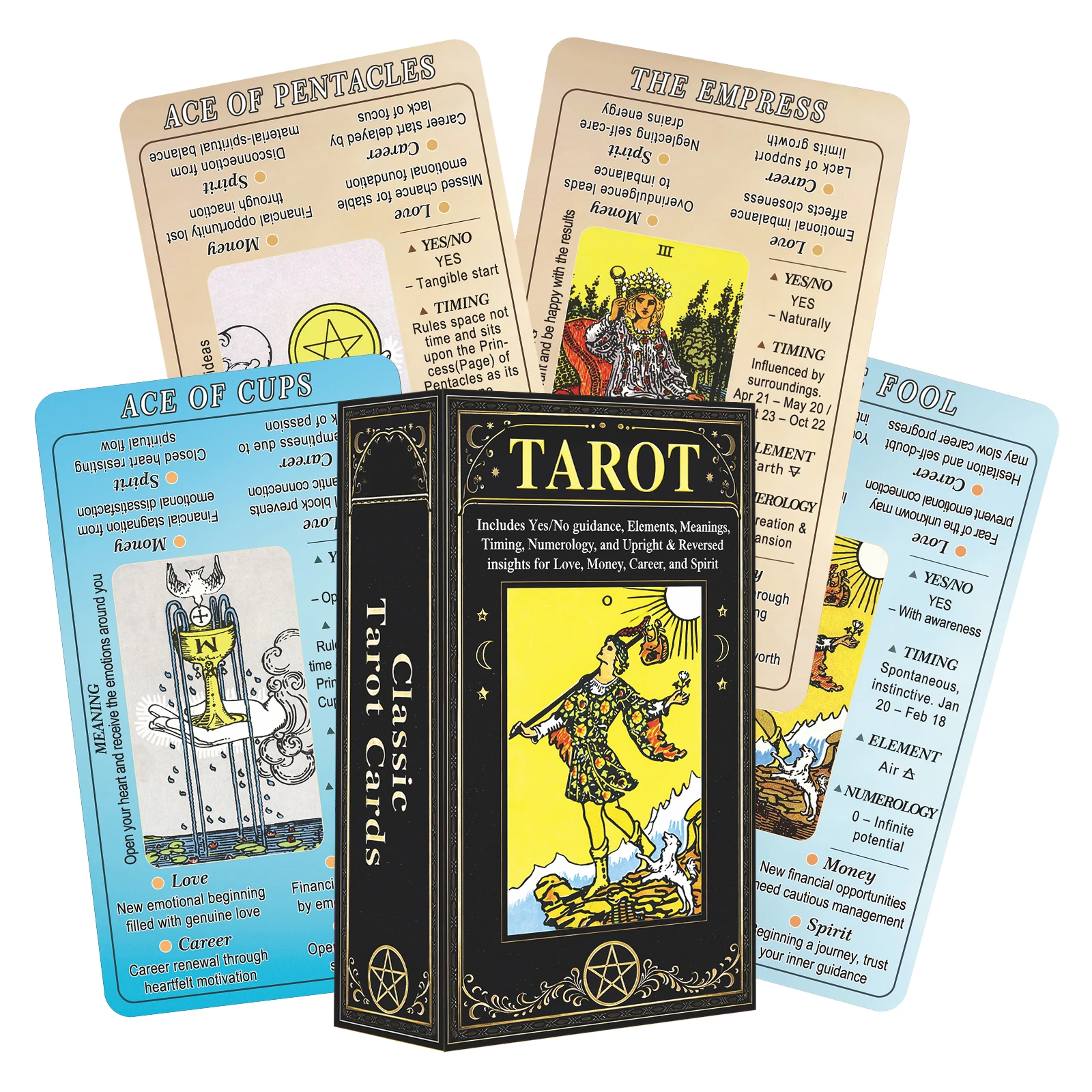Keyword Tarot Deck, 78 Cards with Keyword Interpretations, Suitable for Both Beginners and Experienced Tarot Readers