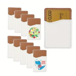 3 Pack Sublimation PU Leather Stick-On Phone Card Sleeves - Cell Phone Back Pockets for Cards with DIY Thermal Transfer Pattern