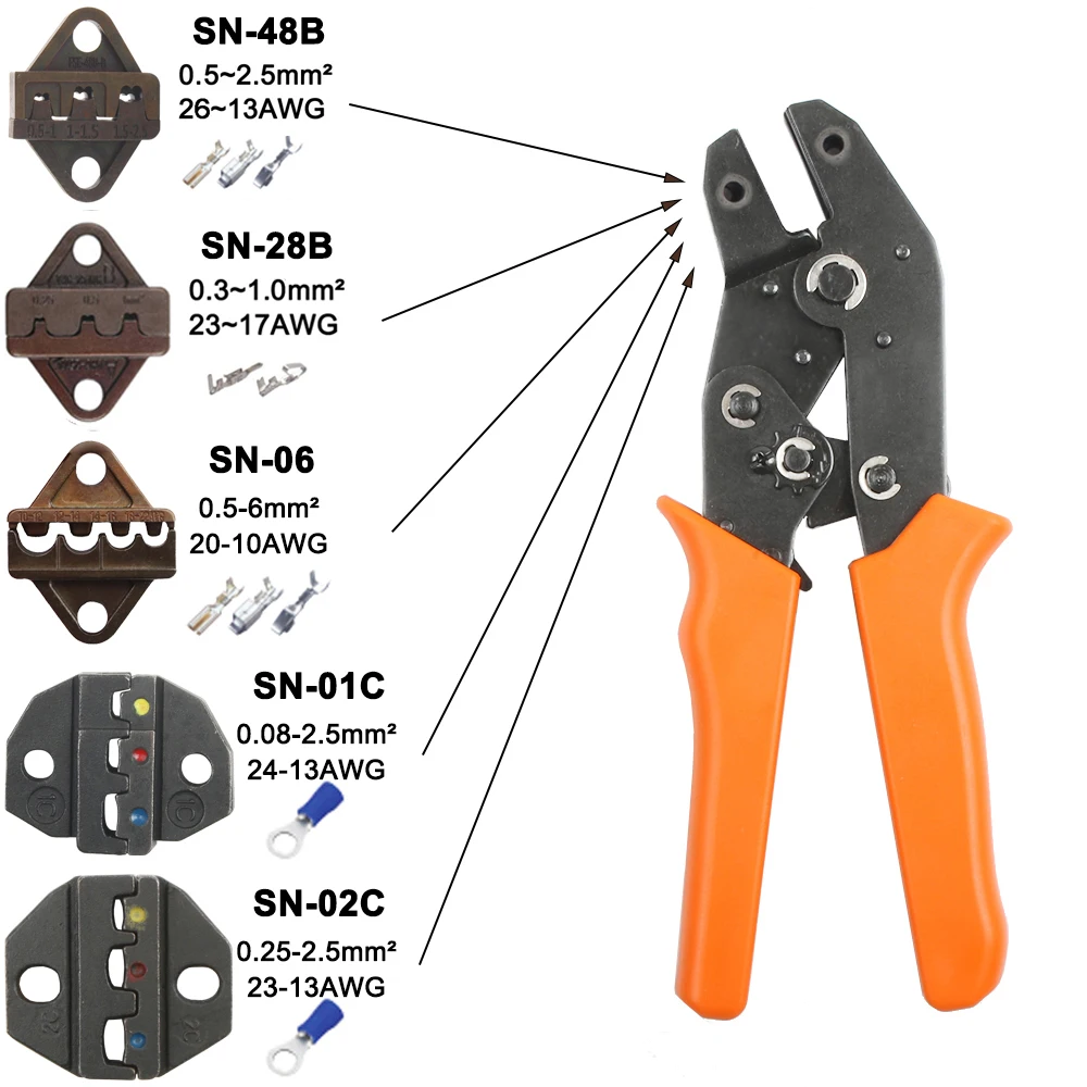 crimping pliers jaw (jaw width 6mm/pliers 190mm) for TAB 2.8 4.8 6.3/C3 XH2.54 3.96 2510 plug spring SN-48B SN-28B SN-2