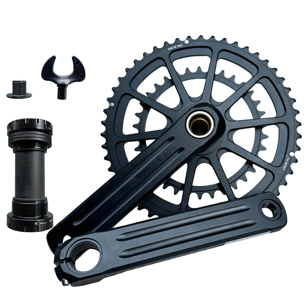 Cycling Crankset featuring Lightweight Aluminum Construction Double Chainrings (34/50) Compatible with For GXP Groupsets