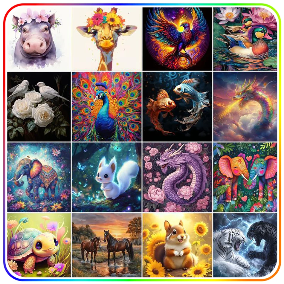 SDOYUNO Diamond Painting Set Animal Full Round Drill Full Sq