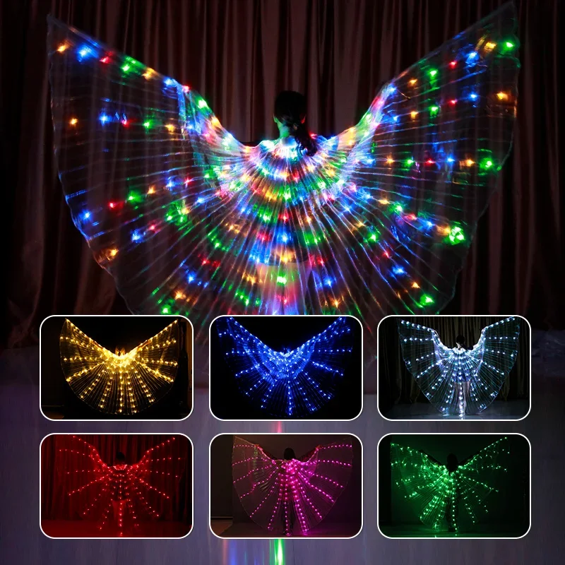Danza del vientre para adultos, actuación LED brillante, alas de mariposa, danza del vientre, espectáculos de Carnaval, disfraces Led