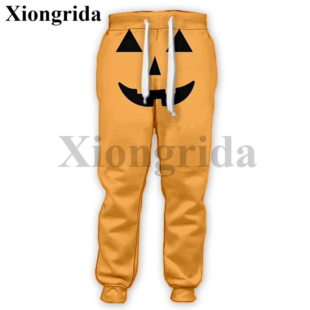 Halloween Pumpkin Face Print Sweatpants Men's Funny Face 3D Printed Pants Casual Harajuku Trousers Unisex Clothing S-5XL