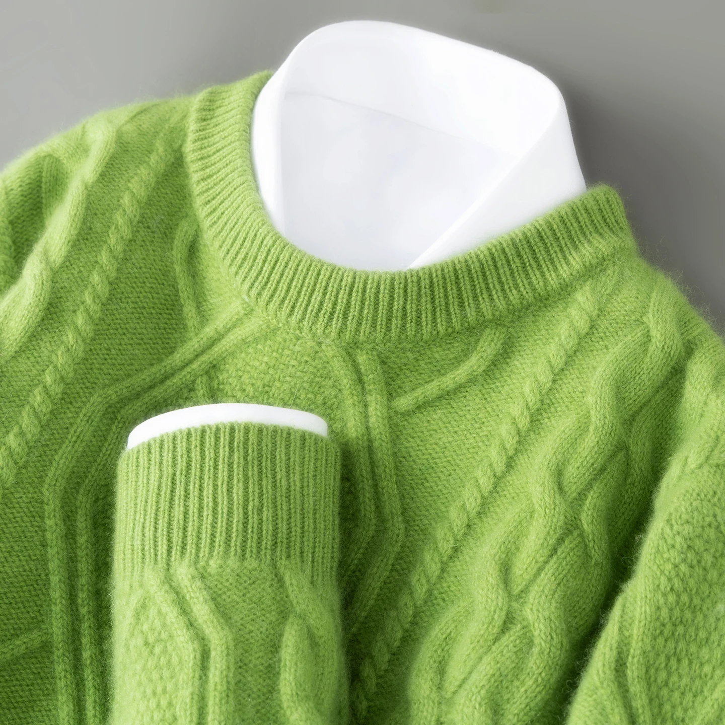 

Autumn Winter 100% Merino Wool Knit Pullover Men's Semi-High Neck Thicken Sweater Fashion Loose Youth Shirt High-End Warm Tops