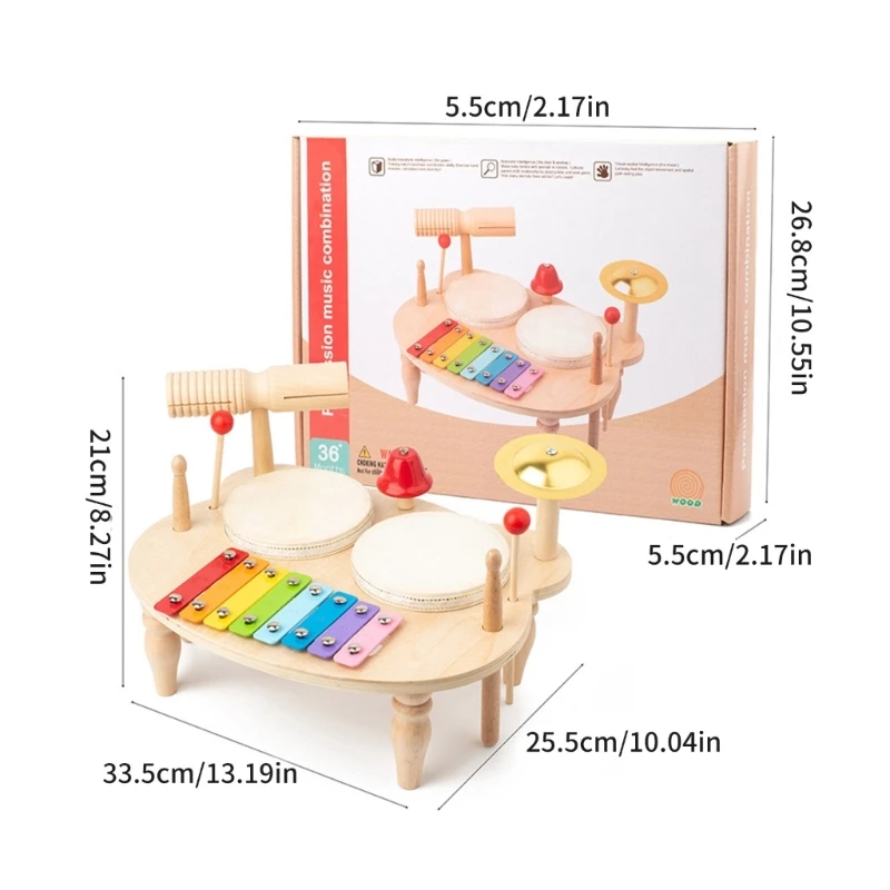 Brinquedo instrumento musical multifuncional para crianças pré-escolares conjunto tambor música brinquedo percussão d5qf