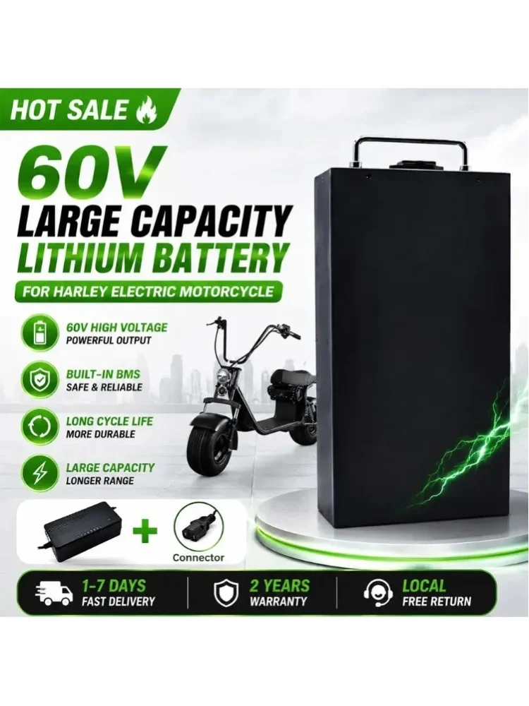 Polen Lager 60V Lithium-Batteriepack 20Ah/30Ah/40Ah 18650 Zellen für Harley CityCoco Elektroroller Elektromotorrad-Batterie