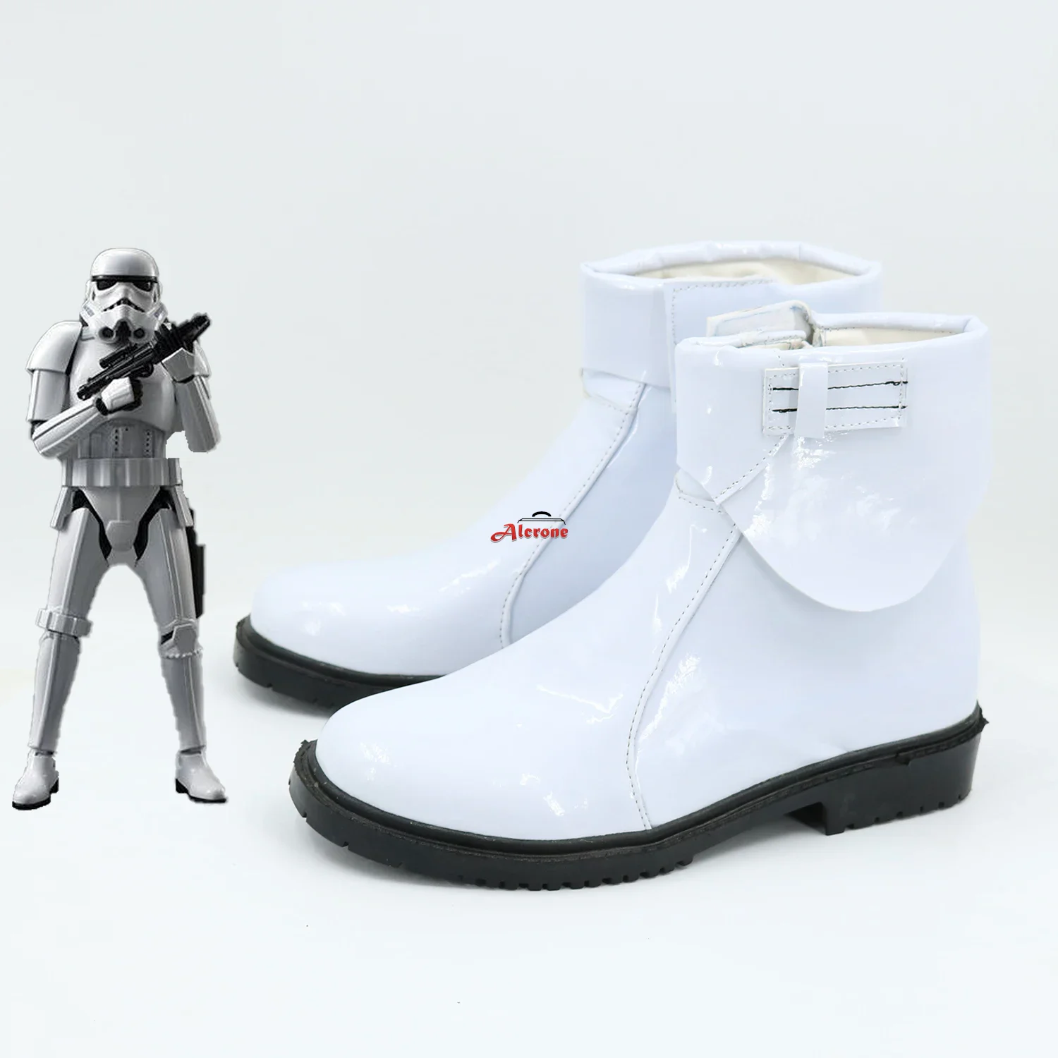 Game Imperial Stormtrooper Cosplay Shoes White PU Leather Boots Halloween Cosplay Imperial Stormtrooper Shoes
