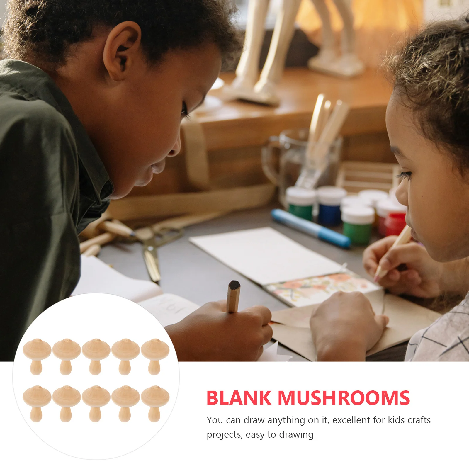 

10Pcs Wooden Mushroom Decor Blank DIY Painting Crafts Creativity for Home Garden Party Decoration Wooden Mushroom Decor