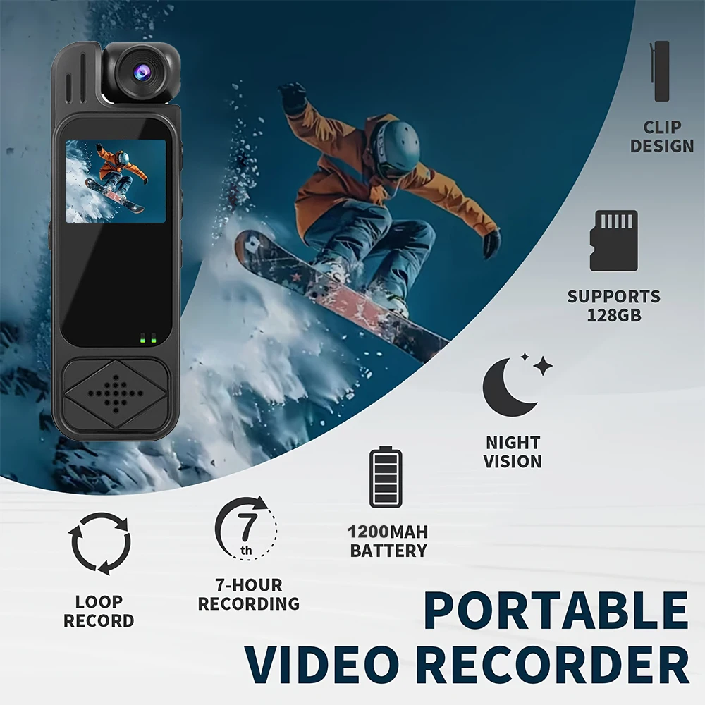 8-128GB Full HD 1080P Mini Body Camera Body Mounted Camera Night Vision Digital Video Recorder 1.3'' Bodycam Worn Police Camera view 5