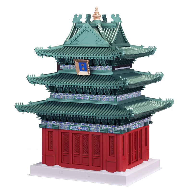 Millennium tenon building block bell and drum tower Xi'an landmark building wind tenon and mortise building block ornament gift