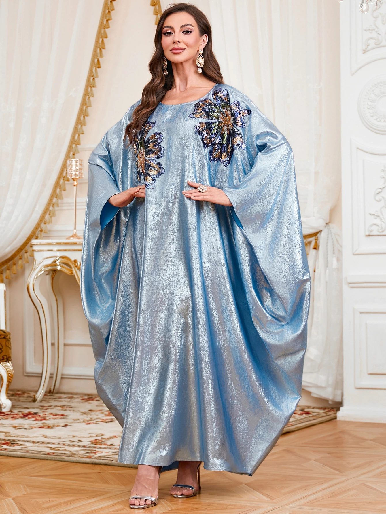 

New Faion Loose Batwing Sve Robe Dr Arab Stier Dubai Sle Женское длинное вечернее платье Юбка трапециевидной формы с высокой талией