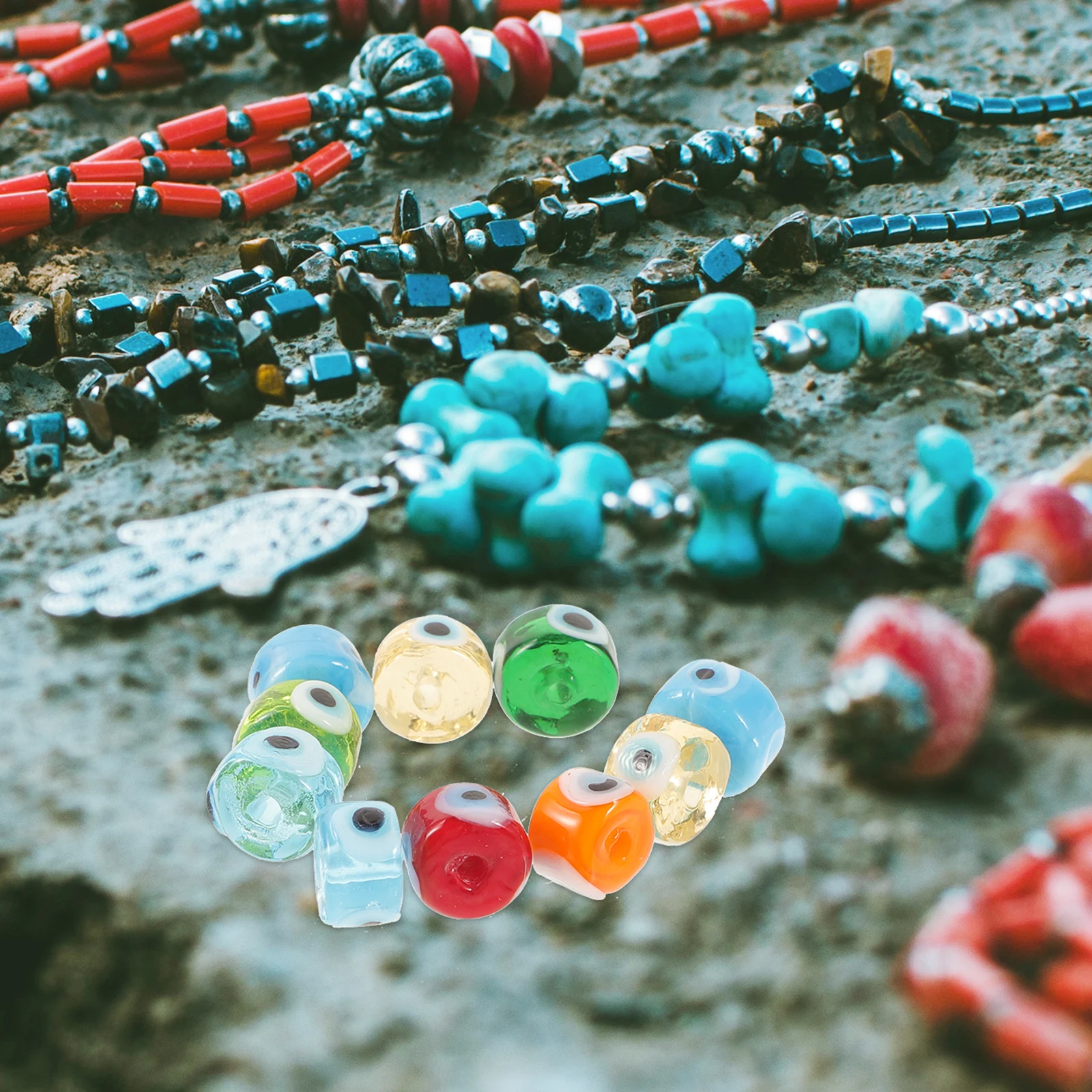 

10pcs Glass For Diy Evil Eye Pattern Colorful Loose Beads Jewelry Making Craft Supplies Bracelet Pendant Decor Spacer Beads