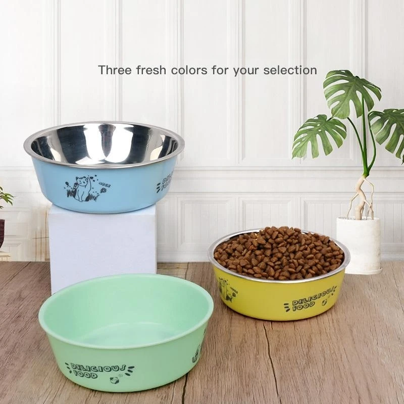 4 Color Pet Feeding Bowls Stainless Steel Non-slip Dog Bowl Durable Anti-fall Cat Puppy Feeder For Dogs Teddy Golden Retriever