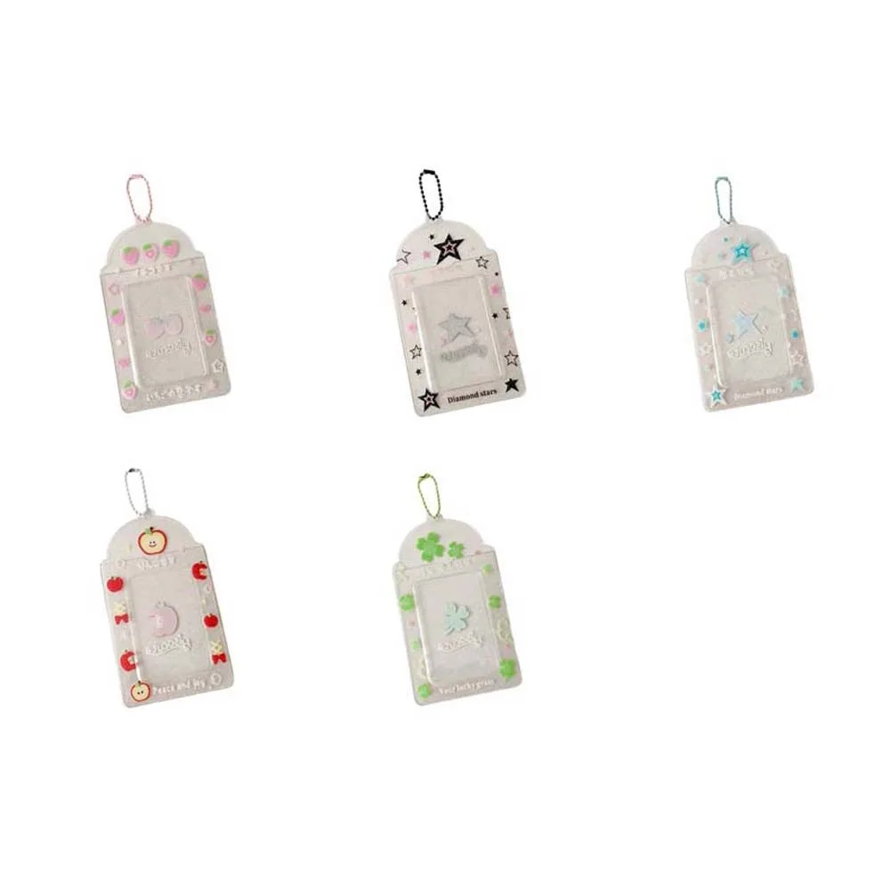Star Strawberry Korean Photocard Holder PVC Card Cover Hanging Decoration ID Photo Photocard Frame Picture Keychain Pendant