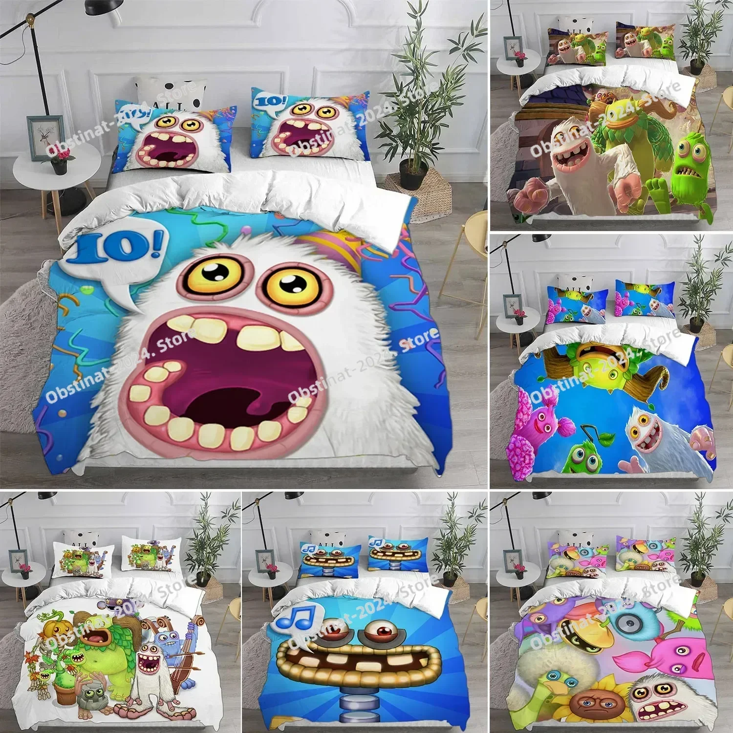 My Game Singing Monsters Bedding Set Printed Bed Set With Pillowcase Bed Duvet Cover Soft Single Double Queen Super King Size