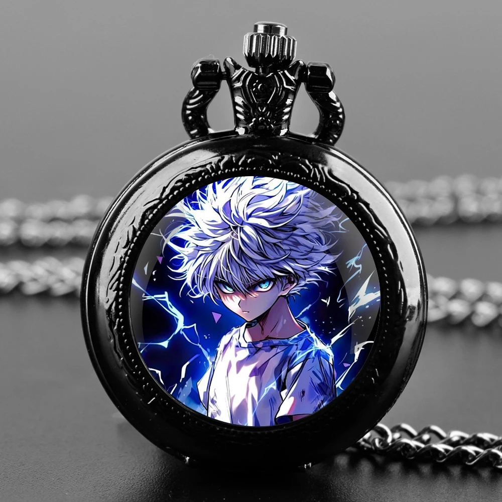 ساعة جيب كوارتز كاواي هنتر إكس هنتر كيلوا زولديك للنساء والرجال والأطفال قلادة سوداء وسلسلة ساعة وإكسسوارات هدايا