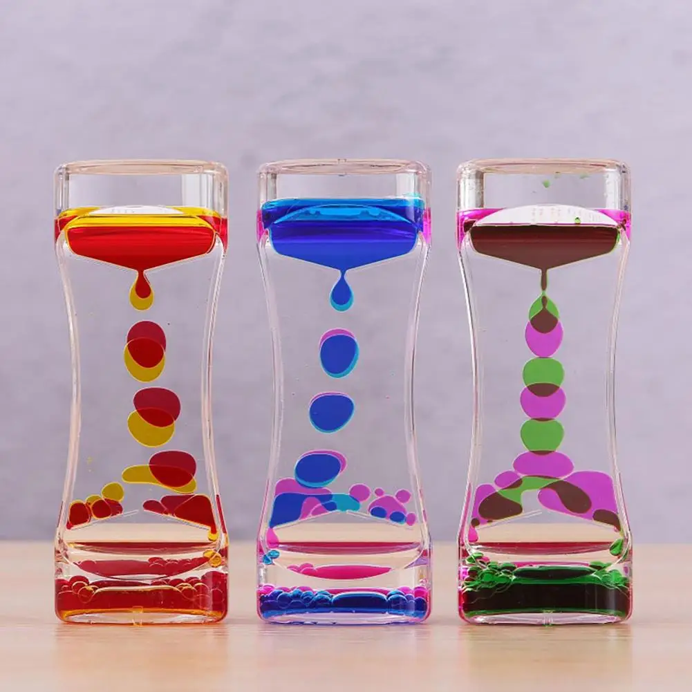 Chic  Liquid Hourglass 5 Styles Anxiety Relief Liquid Motion Timer Long-lasting Acrylic Oil Hourglass for School