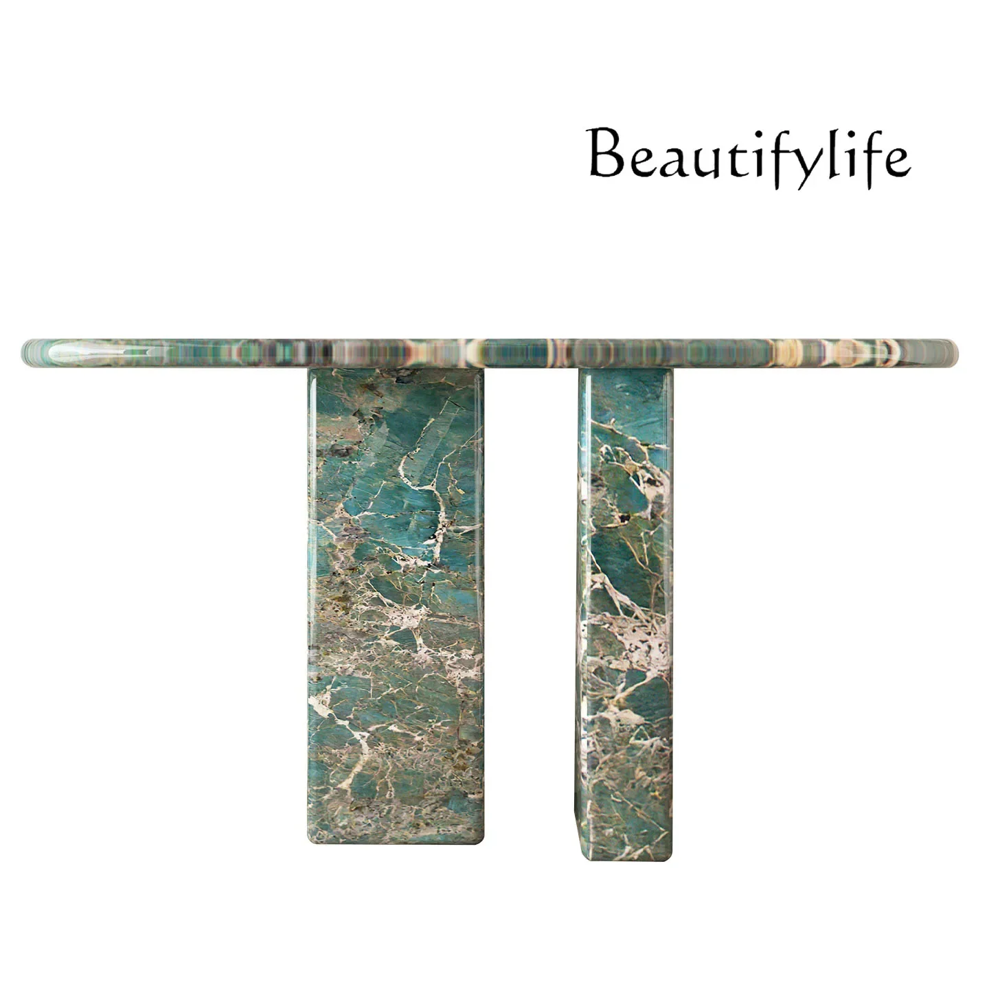 A The Marble Entrance Cabinet Is Facing Door Entrance Ornament Is Against The Wall. The Entrance Platform Light Luxury