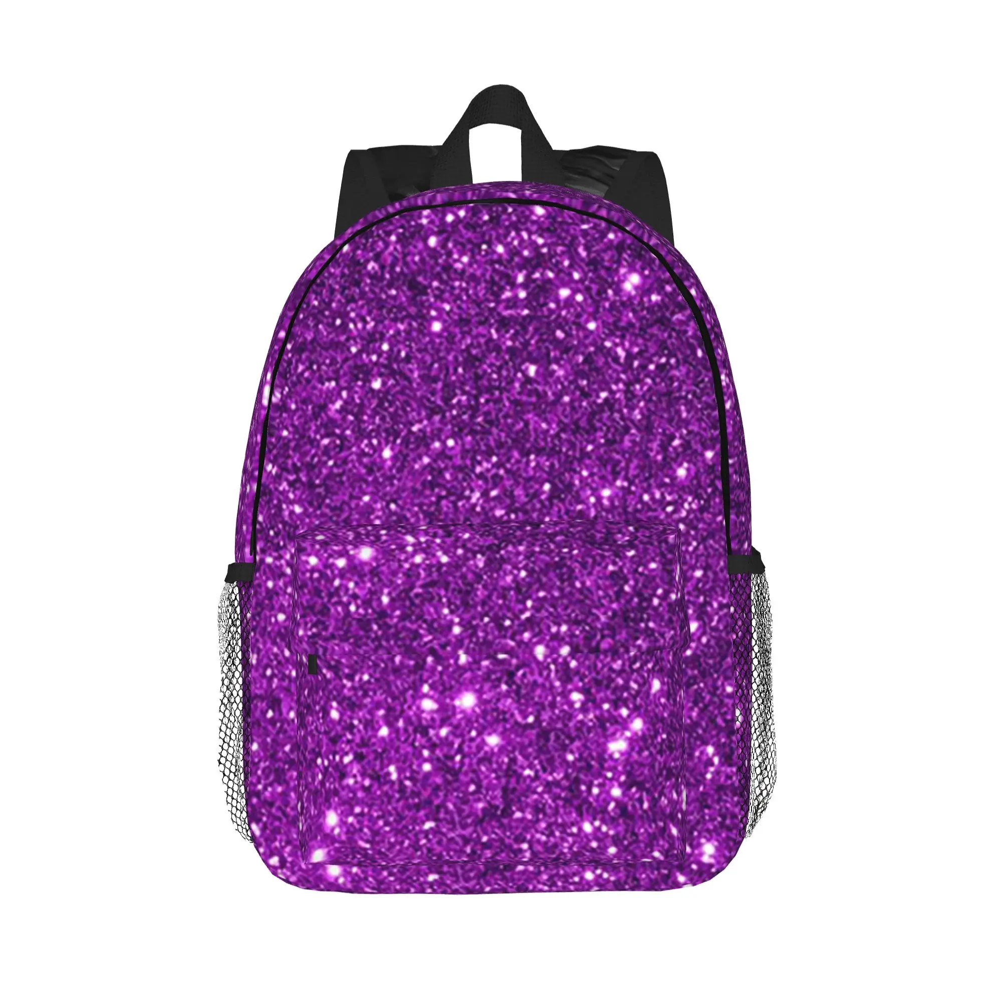 Purple Sparkly Glitter Printing Backpack Hot Sale Daypack Large Capacity Boy Girl BookBag Shoulder Bags for Men Women School Bag