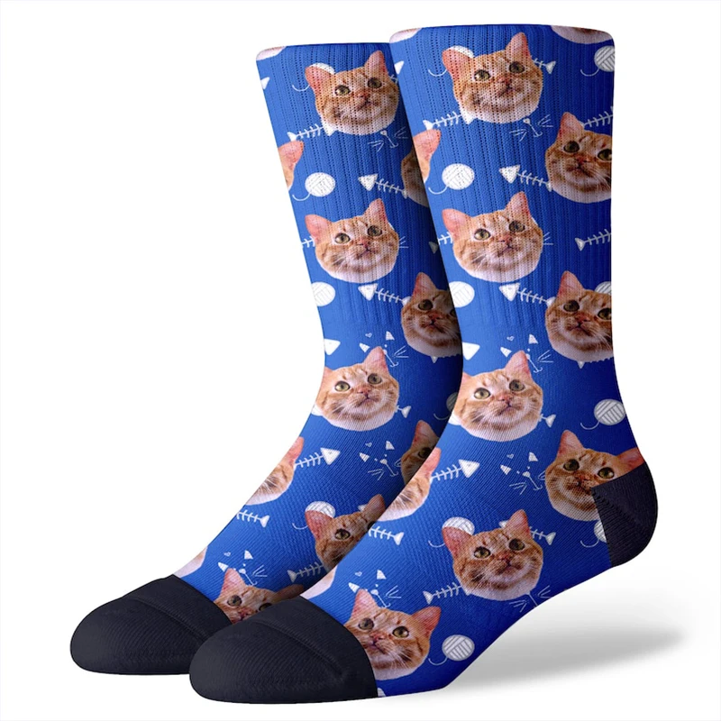 Customize your pet cat face socks to provide fashionable socks for family friends to commemorate the holiday surprise gift - view 2
