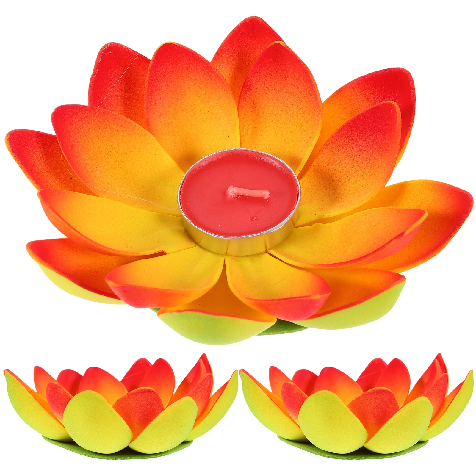 

3 Pcs Lotus Shape Light Eco Friendly Safe Blessing Lamp Decorative Votive Wax Tea Birthday Party Wedding