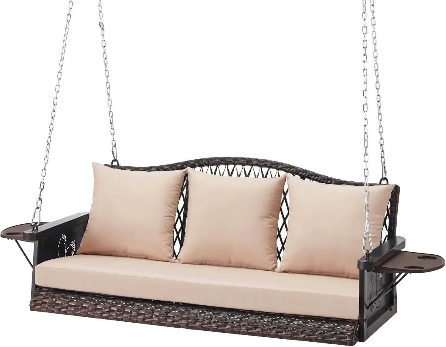 

Модернизированные плетеные подвесные качели для крыльца, сверхмощные 900 фунтов, 3-местные уличные качели для патио, скамейка