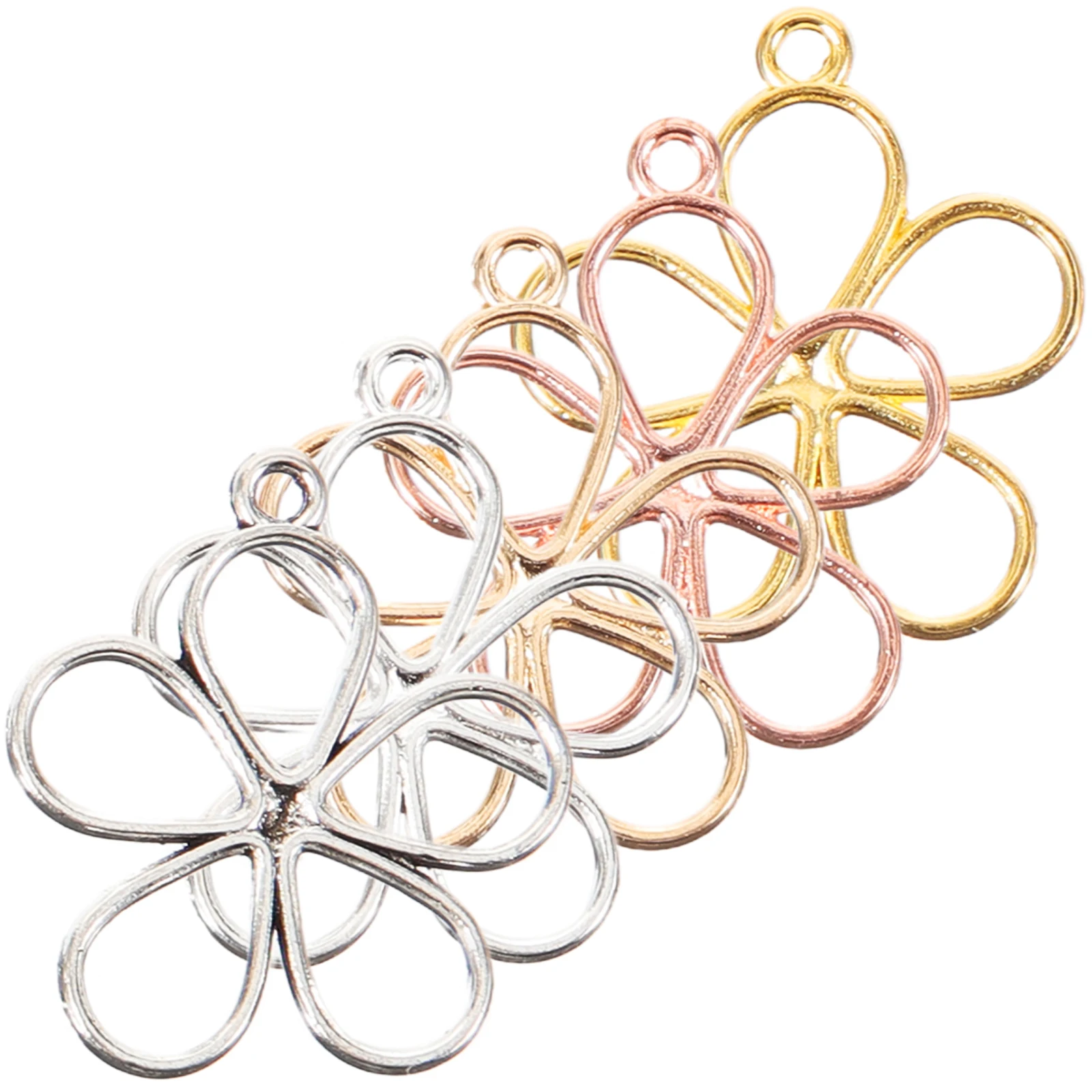 

200pcs Alloy Petal Pendant Charms Realistic DIY Jewelry Making Rose Gold Silver Necklace Bracelet Earring Accessories