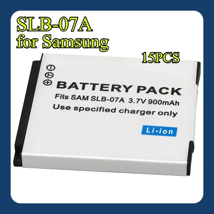 15 Stück 900 mAh SLB-07A Akku für Samsung ST50 ST500 ST550 ST600 Digitalkamera – wiederaufladbarer Li-Ionen-Ersatz