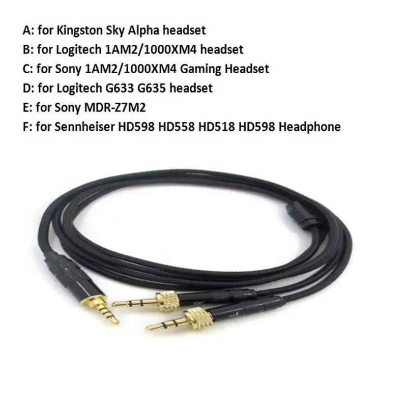 스카이 알파 헤드폰용 F3MA 내구성 오디오 케이블 3.5mm 헤드셋 케이블 150cm/4.92ft