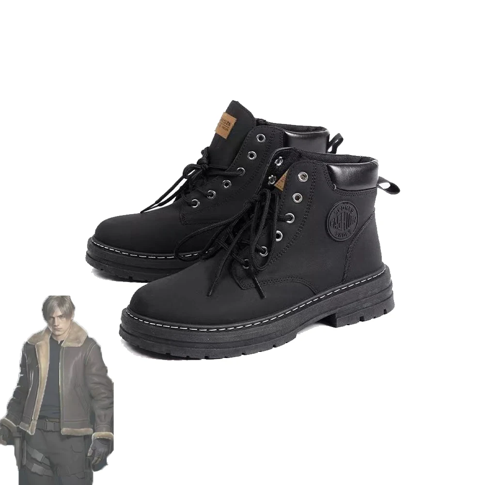 

Resident 4 Remake Leon Cosplay Shoes Boots Disguise For Man Boys Halloween Carnival Party Suit