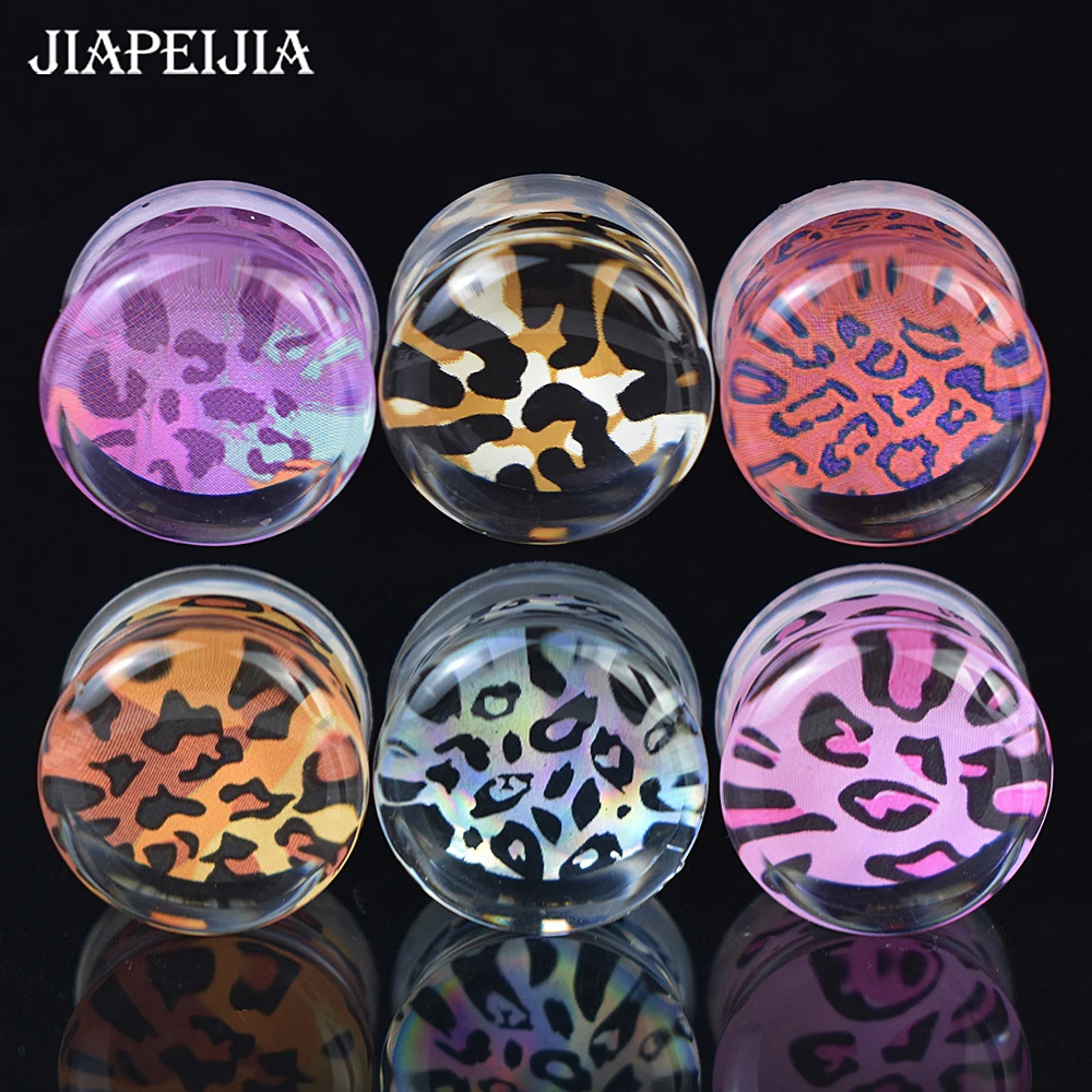 2pcs 6-40mm Sexy Leopard Print Ear Plug Tunnels Gauges Ear Stretcher Expander Body Jewelry for Women Men