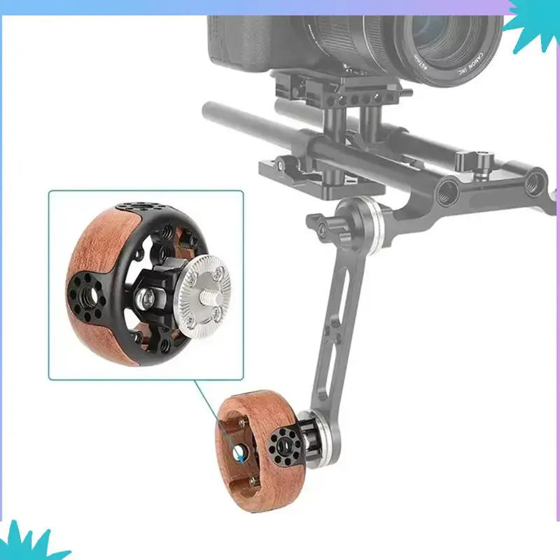 ABZW Round Camera Wooden Handgrip Handgrip For ARRI Rosette M6 Thread Mount Handgrip For DSLR Shoulder Rig Photography