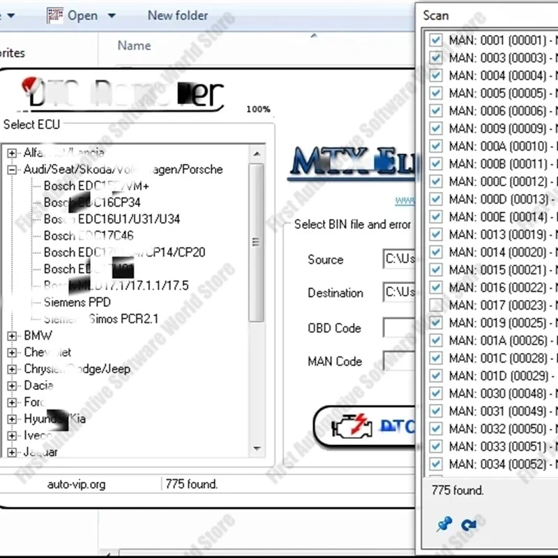 DTC Remover 2024 For KESS KTAG FGTECH OBD2 Software MTX DTC Remover 1.8.5.0 With Keygen+9 Extra ECU Tuning SW Software ECU Fault