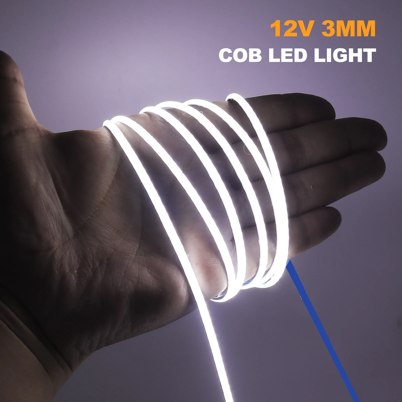 12V 3mm Ultra Thin FOB COB LED Strip 320Leds/m High Bright Flexible Tape Ribbon Rope Lamp 3000K 4000K 6000K COB Lights Stripe