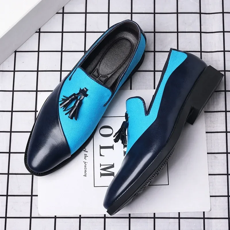 Mens Dress Shoes 2024 New Casual Leather Shoes Men Business Dress Leather Shoes Trend Versatile Loafers Pointed Toe Slip-On