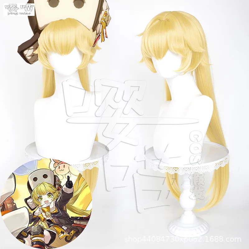 Haak Cosplay Pruik Game Honkai: Star Rail 75CM Goud Hittebestendig Synthetisch Haar Anime Haak Cosplay Pruiken Halloween Mannen Vrouwen Pruik