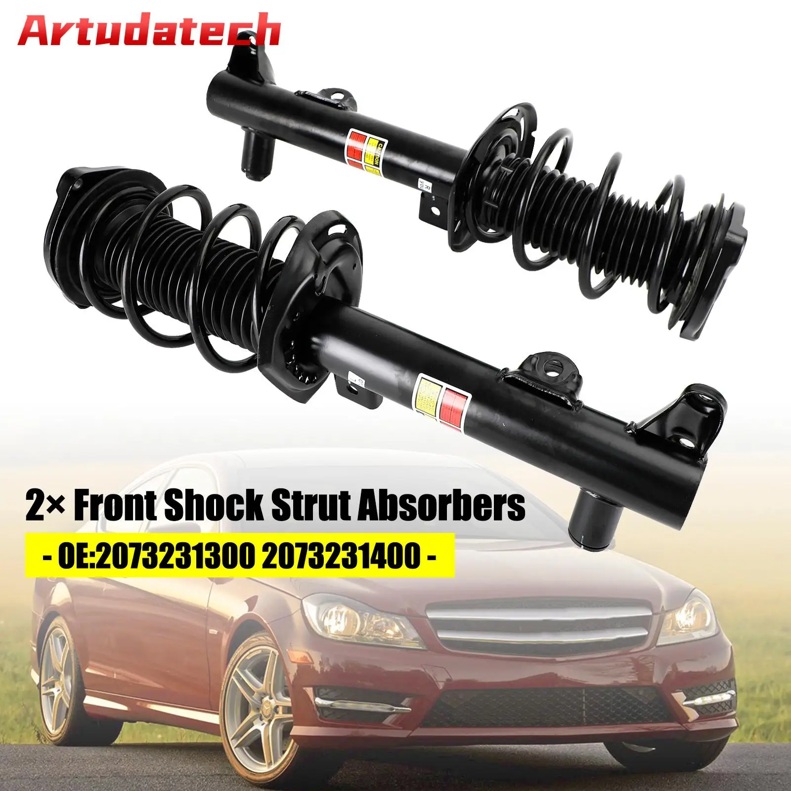 Artudatech 2× Front Shock Strut Absorbers for Mercedes-Benz C E Class 2073231300 2073231400 Car Accessories