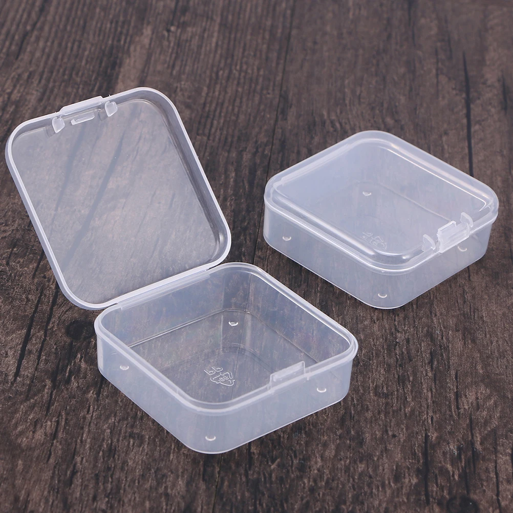 

50Pcs Transparent Flip Lid Storage Box Organizer for Earrings Jewelry Beads Nail Art Manicure Small Items Holder