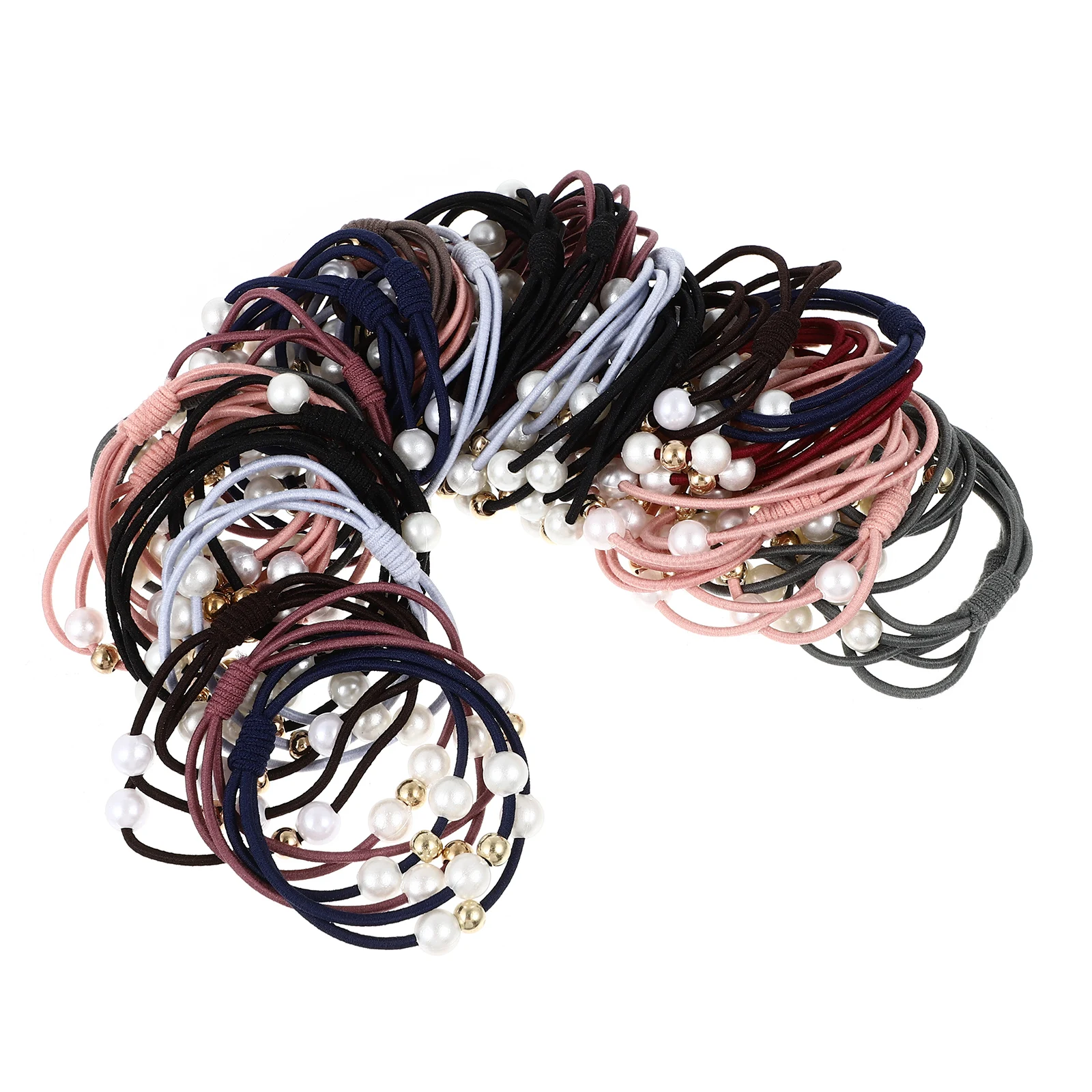 

40 Pcs Hair Elastic Ropes Ponytail Ties Black Accessories Knotted Rings Rubber Decorations Grace Miss Hair Tools