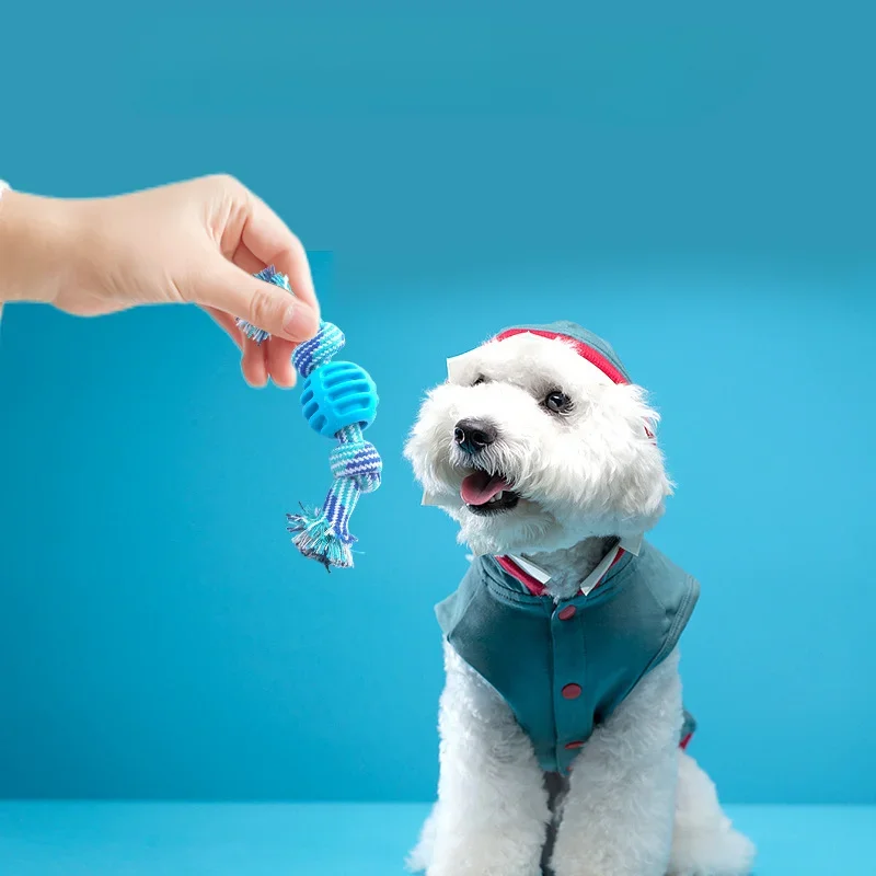Dog Toy Cotton Rope Double Knot Ball Bite Resistant Teeth Cleaning Toy Ball Pet Toy Bite Resistant  dog Toys for small dog - Image 4