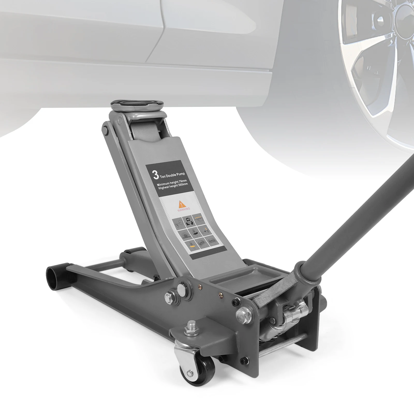 

3T Adjustable Off Road Jack with Big Wheels Tire Changing Hydraulic Jack Rust Proof For Small Cars & Trucks