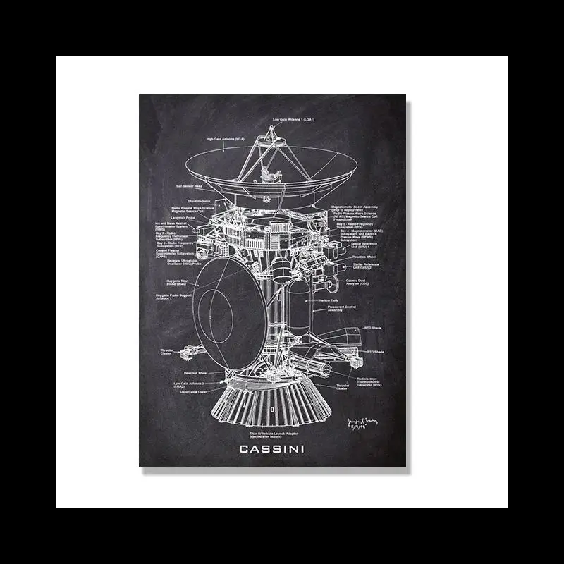 Vintage Chalkboard Blueprint Poster Canvas Print of Space Shuttle Science Artwork for Home Room Wall Decor Gift