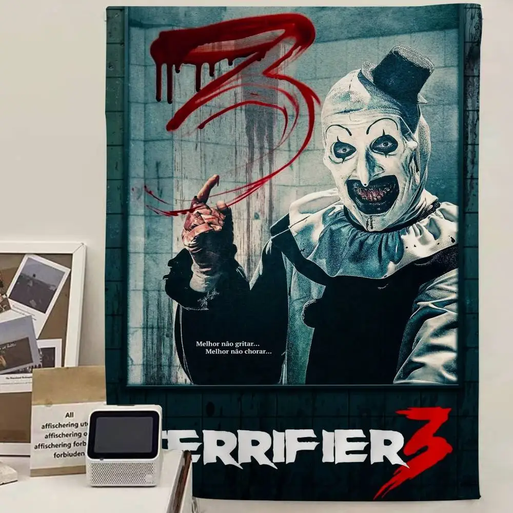 Terrifier 321 Collection Classic Horror Movie Film Printed Large Wall Tapestry Indian Buddha Wall Decoration Witchcraft