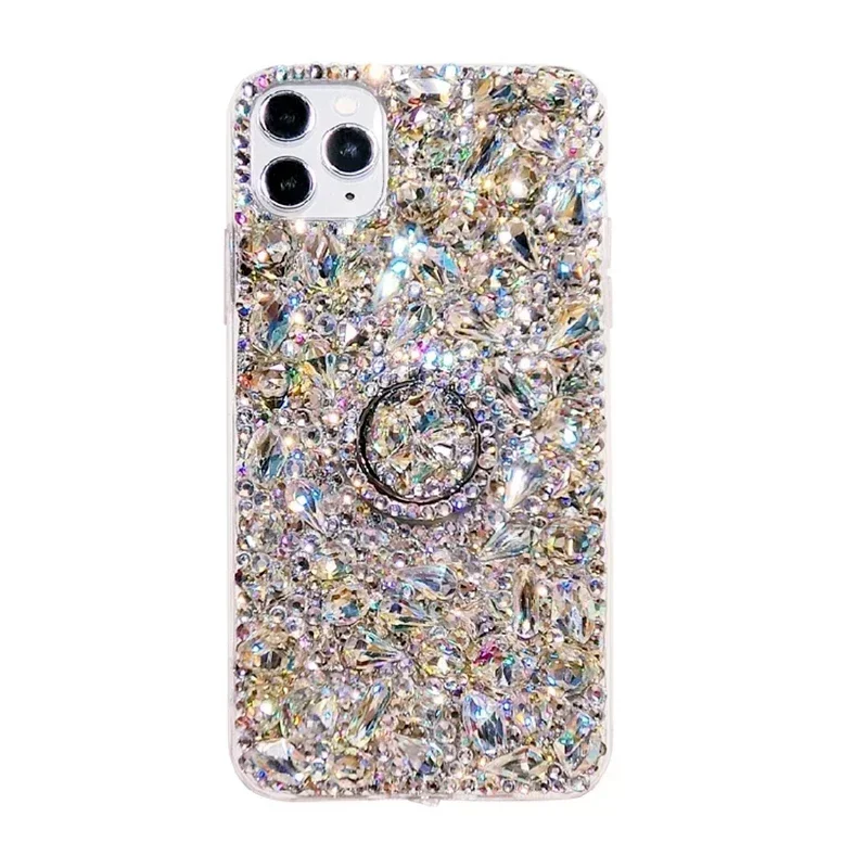 Luxury 3D Rhinestone Diamond Case For iPhone16 14 15 13 12 11 16Pro Max 12mini 16Plus Max Colored Bump Stand Back Cover