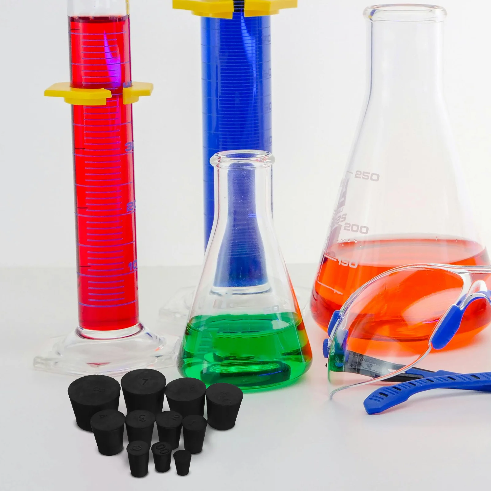 

11Pcs Laboratory Rubber Stoppers Black Tapered Solid Rubber Plugs Leakproof Sealing for Experimental Bottles Lab Equipment