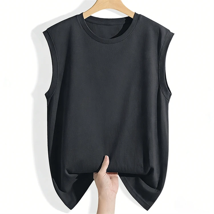 Einfarbiges Geripptes Damen-Tanktop 2026 Sommer Baumwolle O-Ausschnitt Ärmellose Weste Locker Lässig Vielseitig Streetwear Camisole – Detail 9