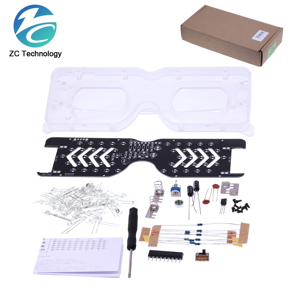 DIY KITS Voice Activated LED Light Emitting Glasses Making Kit Light-emitting Diode Flashing Light Electronic Soldering Assembly