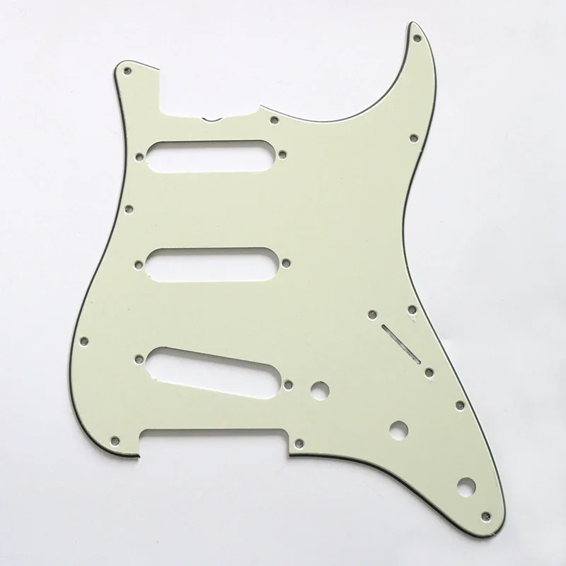 Donlis 62 With Scoop Vintage SSS Thick Mint Green ST Guitar Pickguard In Parchment With 11 Countersunked Screw Holes