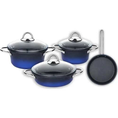 Schafer Husky Casting Granite 7 Piece Cookware Set Navy Blue