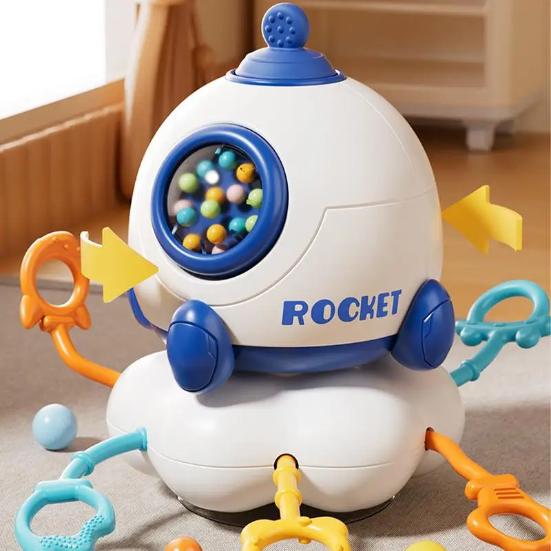 ดึงสตริงของเล่น Rocket Shape Sensory ดึงของเล่น String ของเล่นสําหรับเด็กอายุ 0-2 Fine Motor Skill ของเล่นเครื่องมือการศึกษา